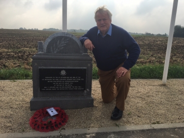 On Sunday 18 September Colonel Bob Stewart DSO visited the Audregnies battlefield in Belgium where 1st Battalion the Cheshire Regiment was reduced from 1,000 soldiers to just 200 in one day during the First World War. It was the same Battalion that Bob commanded when in the Army.  The Cheshires were annihilated on 23 August 1914 whilst facing an entire German Corps.  Bob is shown in the photograph embracing the monument which remembers what happened to his predecessors in the Cheshires over 102 years ago.  